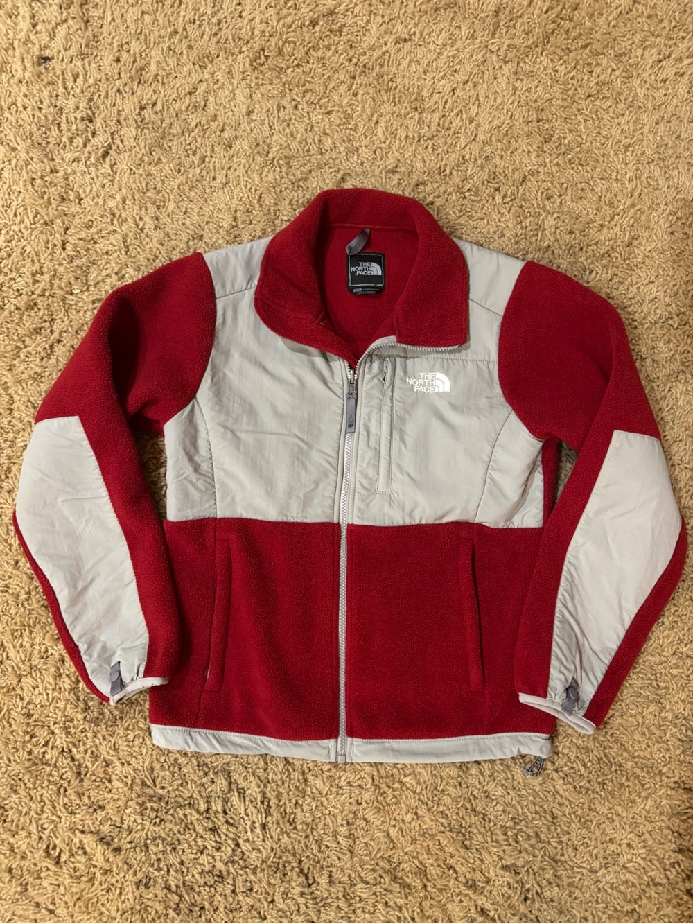 The North Face Denali Women’s Red and Light Gray Fleece Jacket